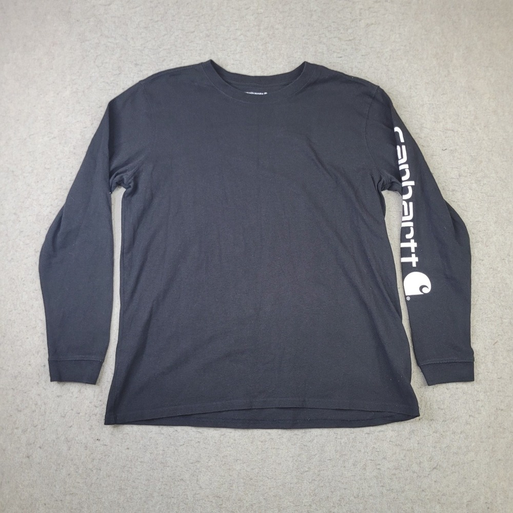 Kids CARHARTT #103401-001 Long Carhartt Sleeve Black T-Shirt Size Large (12-14)